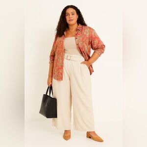 Chaps Women's Red Paisley Button Down Cotton Shirt